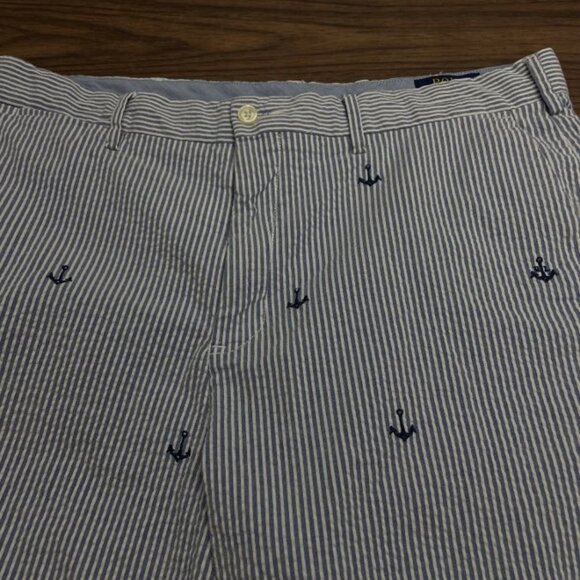 Polo Ralph Lauren Men's Casual Shorts - Blue Striped Seersucker - Size 34 - EUC - Picture 7 of 12